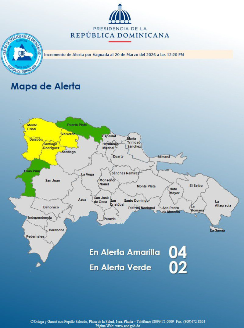 lluvias Republica Dominicana alerta amarilla 2026